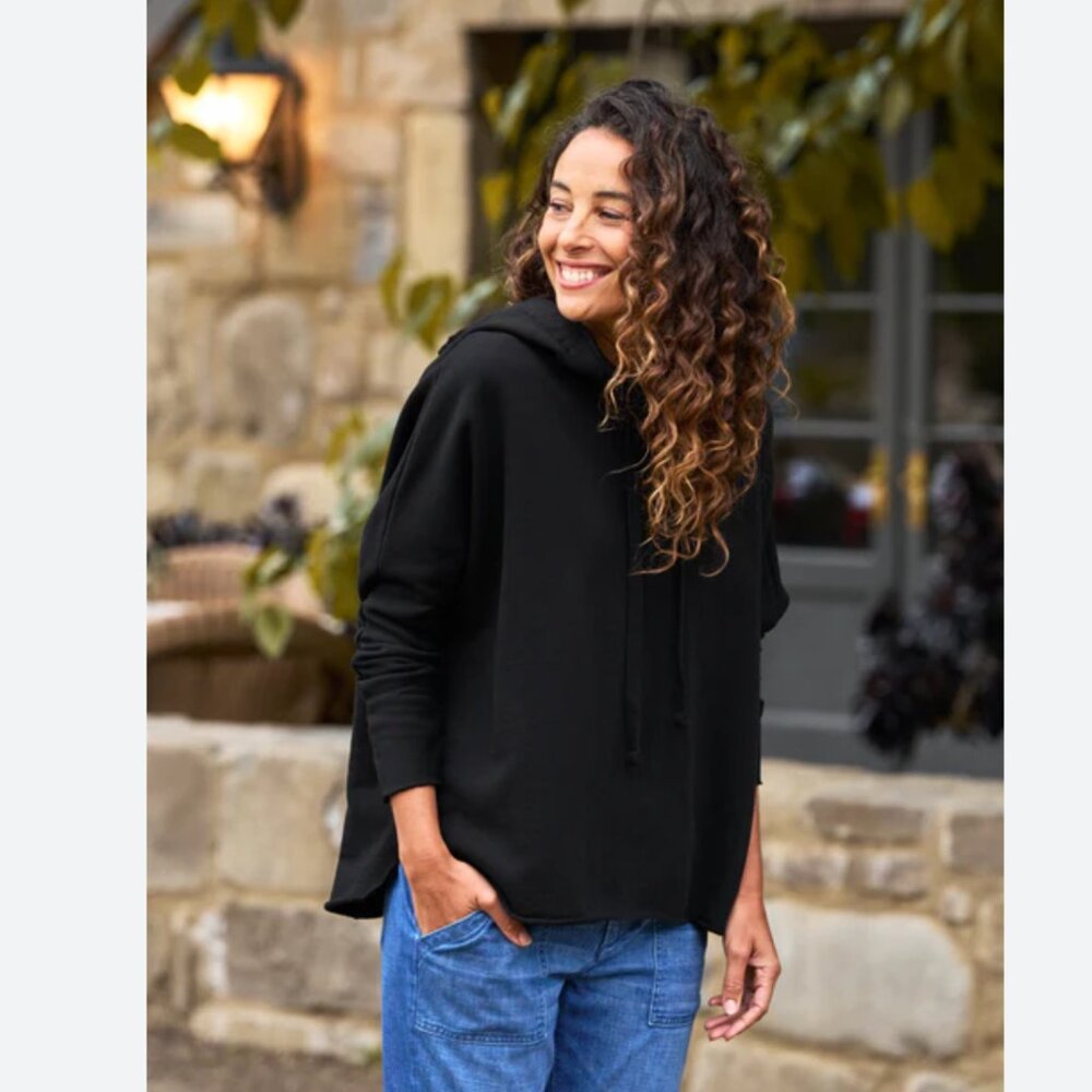 Frank & Eileen KANE Capelet Hoodie TRIPLE FLEECE Cotton Size: M Black
